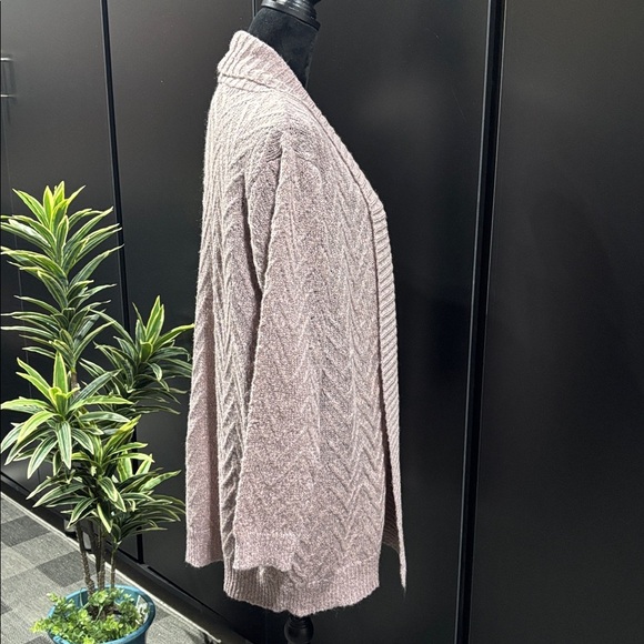 New Directions Knit Open Front Long Cardigan,Sweater,Heathered Blush Pink - Picture 5 of 7